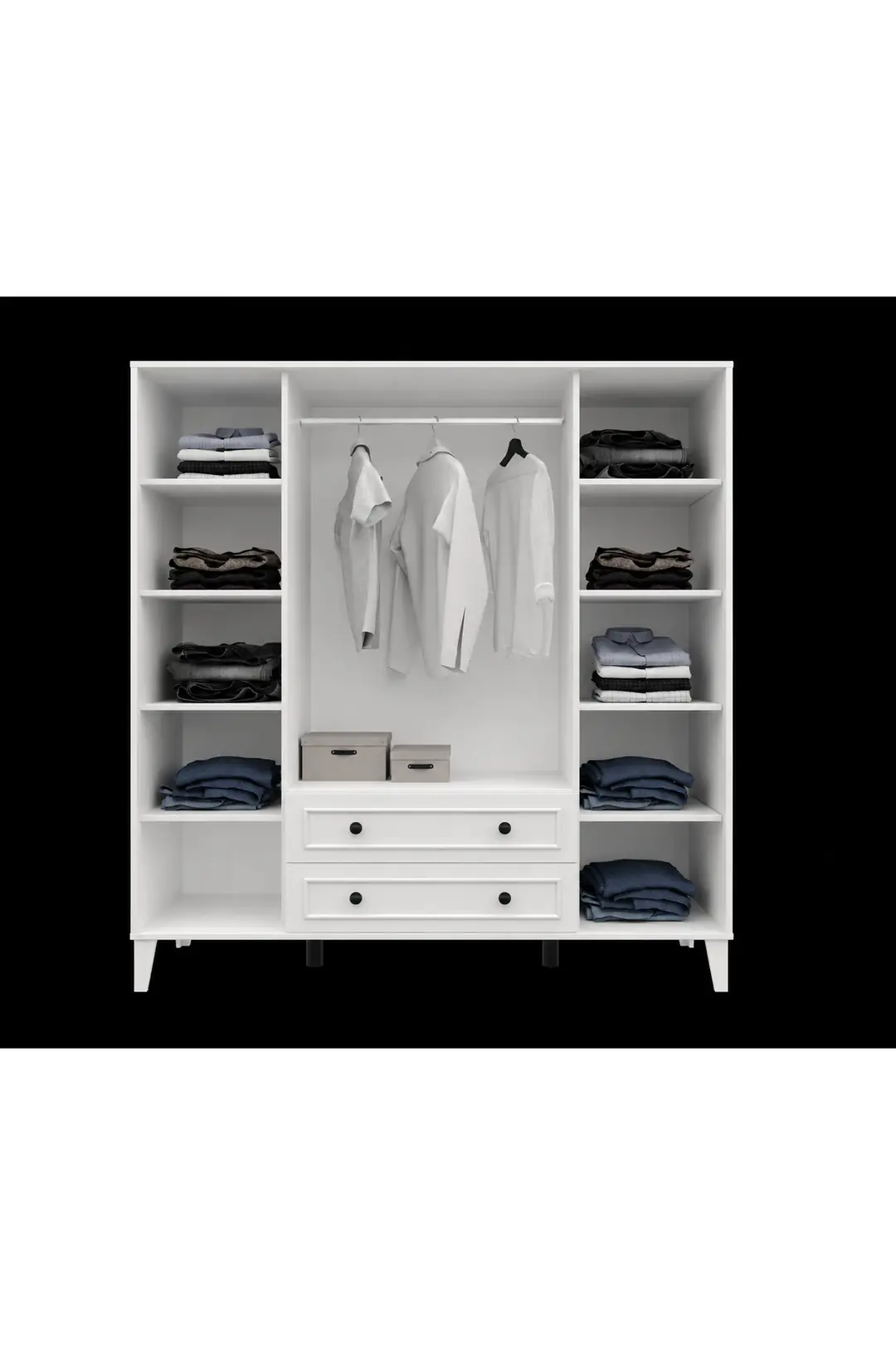 madrid 4 kapaklı ,10 raflı,2 çekmeceli avangart dolap/gardırop (%100mdf) 5