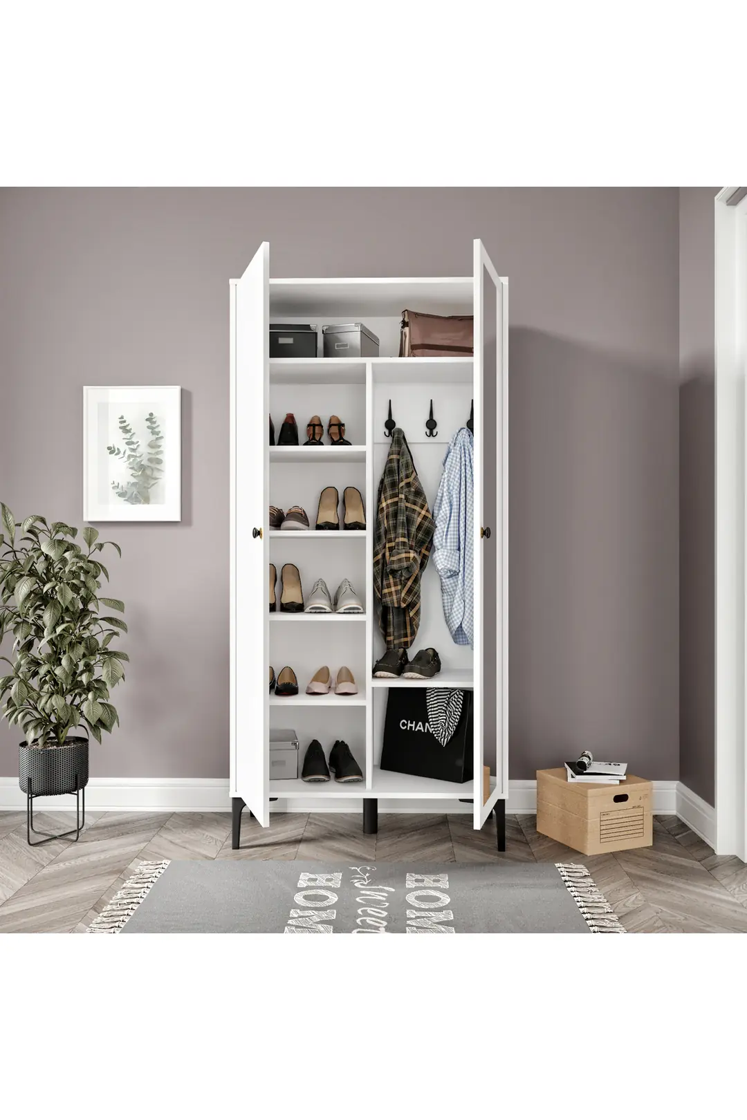 massimo aynalı,2 kapaklı portmanto/ayakkabılık/vestiyer(%100mdf) 3