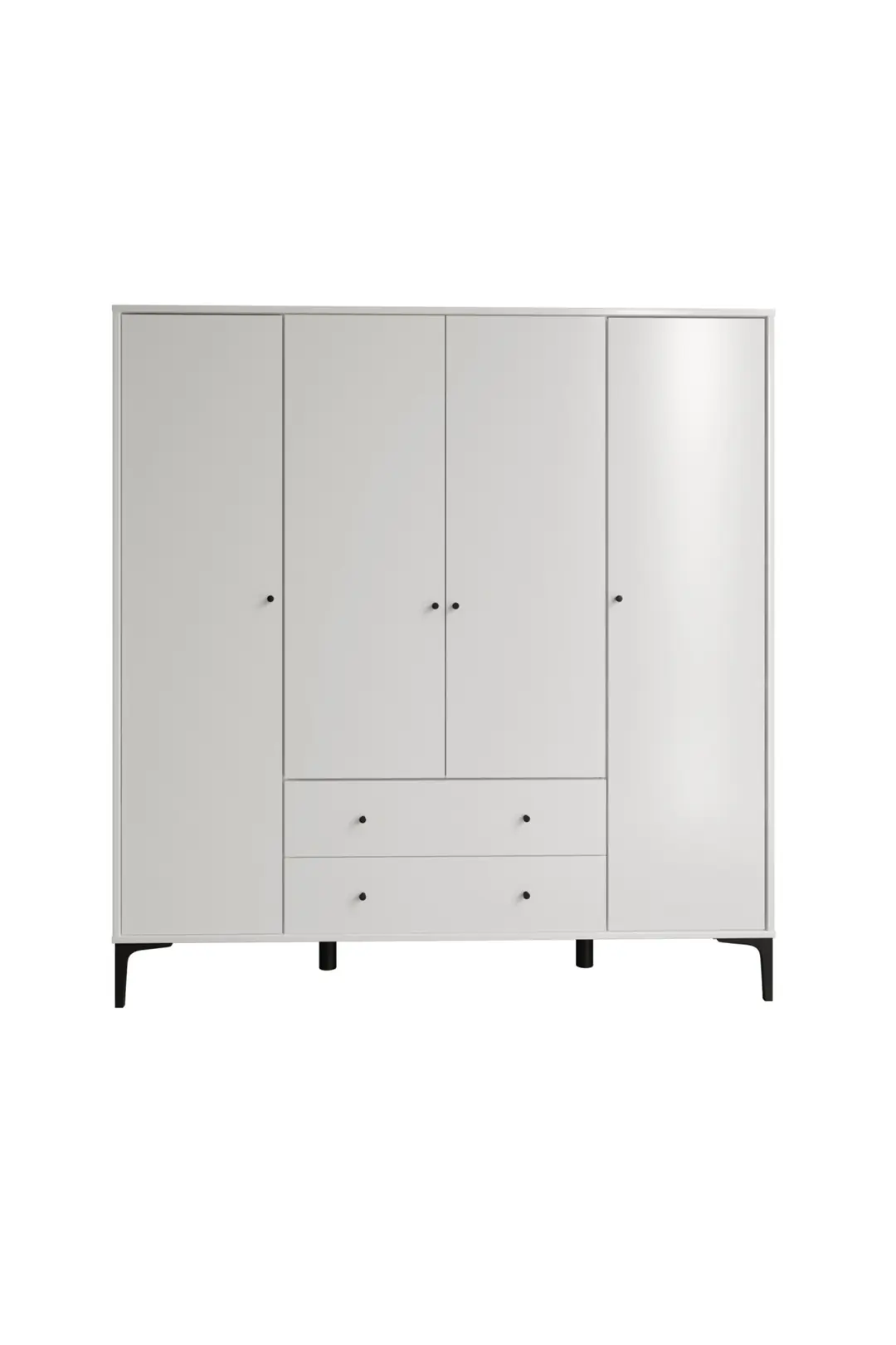 Focus 4 Kapılı Dolap Beyaz (%100MDF) - 4 Kapılı, 2 Çekmeceli, Ayaklı Gardırop 6