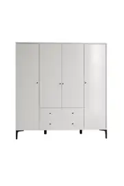 Focus 4 Kapılı Dolap Beyaz (%100MDF) - 4 Kapılı, 2 Çekmeceli, Ayaklı Gardırop 6