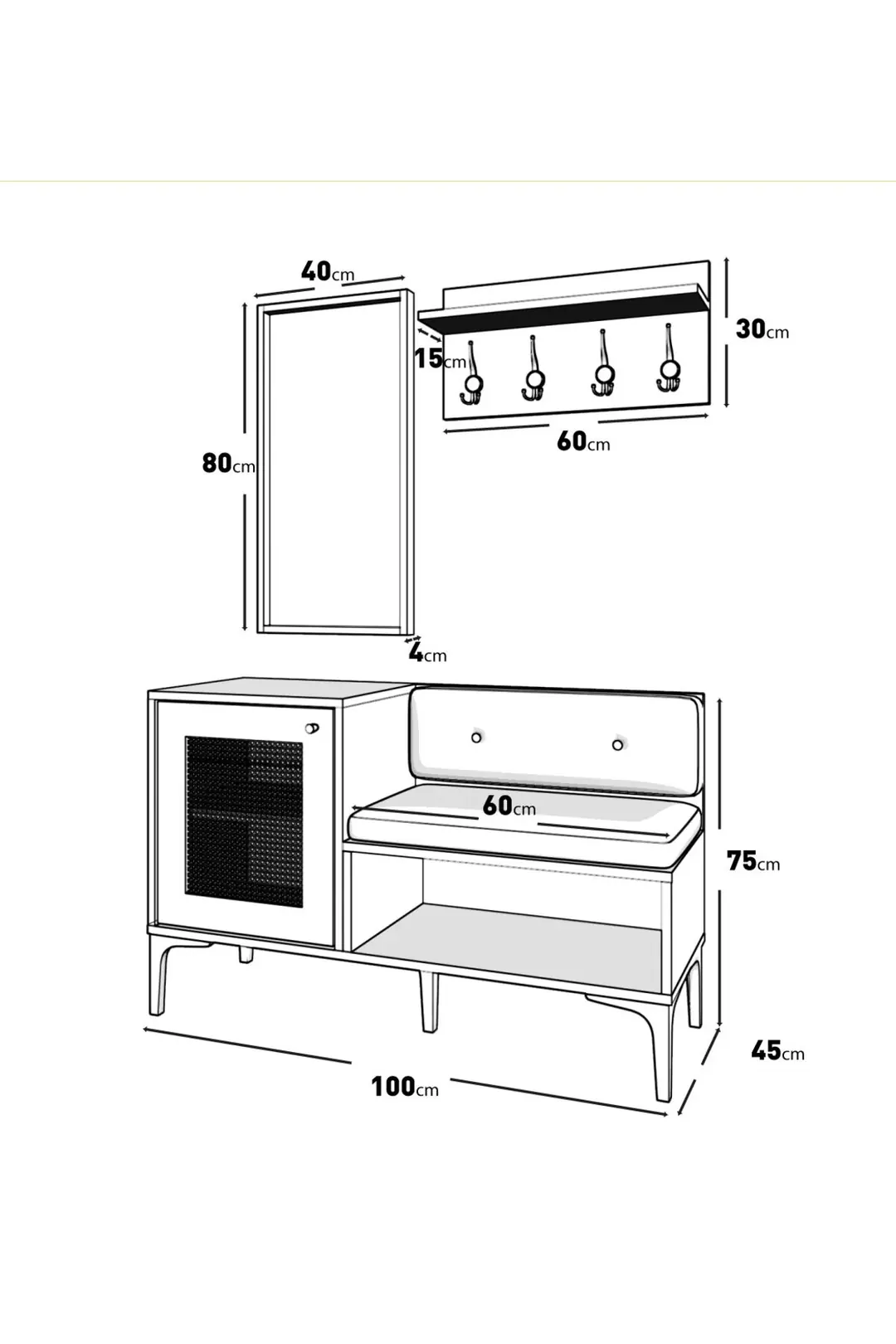 Tarz dekoratif portmanto/ayakkabılık (%100mdf) 5