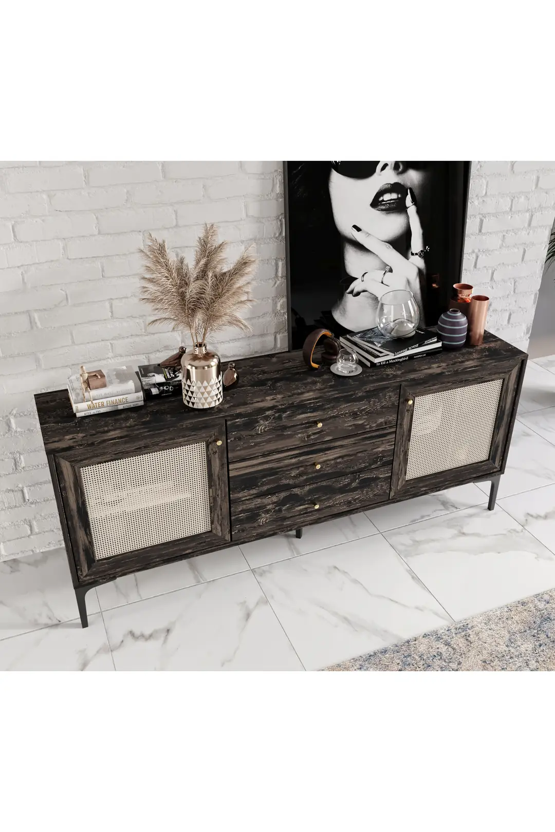 TRİOO TUVALO ÇEKMECELİ,KAPAKLI,KONSOL ÇOK AMAÇLI DOLAP (%100MDF) 3