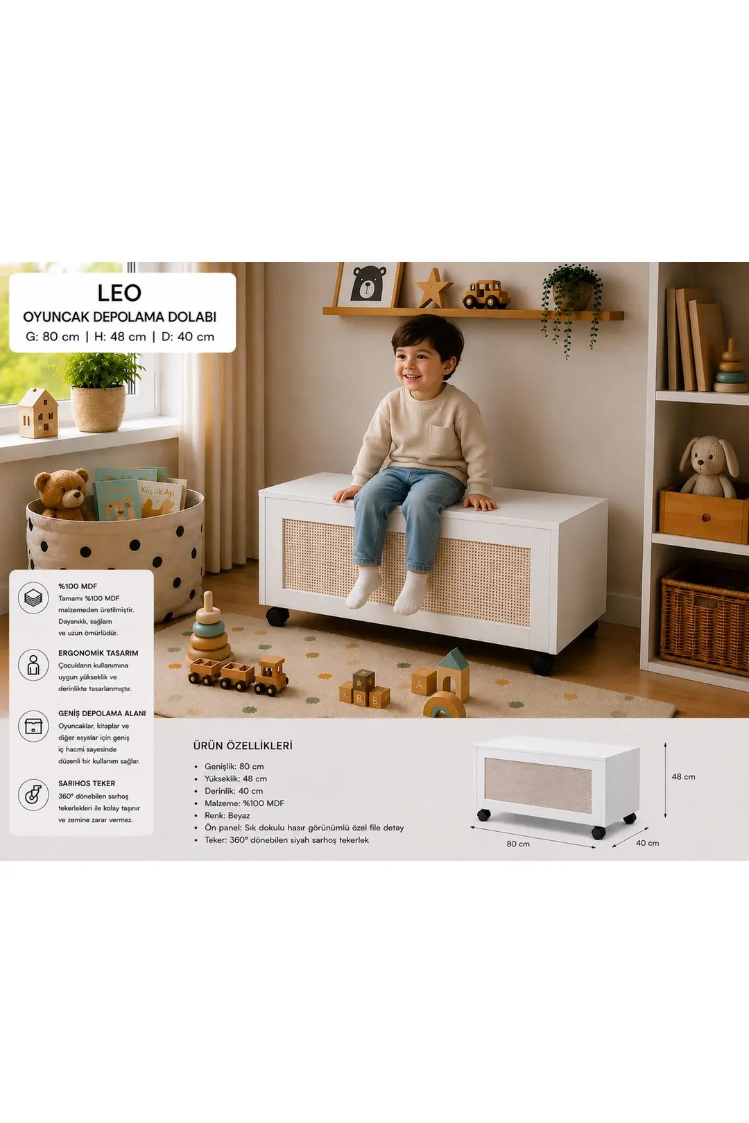 leo oyuncak depolama dolabı(%100mdf) 4