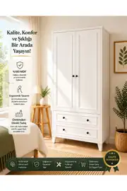 madrid 2 kapılı,2 çekmeceli,raflı dolap/gardırop(%100mdf) 1