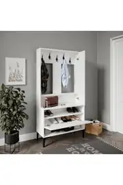 VALENTİN WOOD TARZ RAFLI,AYNALI PORTMANTO/AYAKKABILIK/VESTİYER(%100MDF) 3