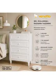 Romantic 4 Çek,avangart,beyaz Şifonyer(%100MDF) 1