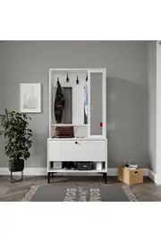 VALENTİN WOOD TARZ RAFLI,AYNALI PORTMANTO/AYAKKABILIK/VESTİYER(%100MDF) 1