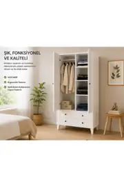 madrid 2 kapılı,2 çekmeceli,raflı dolap/gardırop(%100mdf) 2