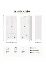 madrid 2 kapılı,2 çekmeceli,raflı dolap/gardırop(%100mdf) 3