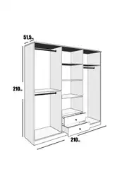 Diamont 6 Kapaklı ,2 Çekmeceli Dolap(%100MDF) 4