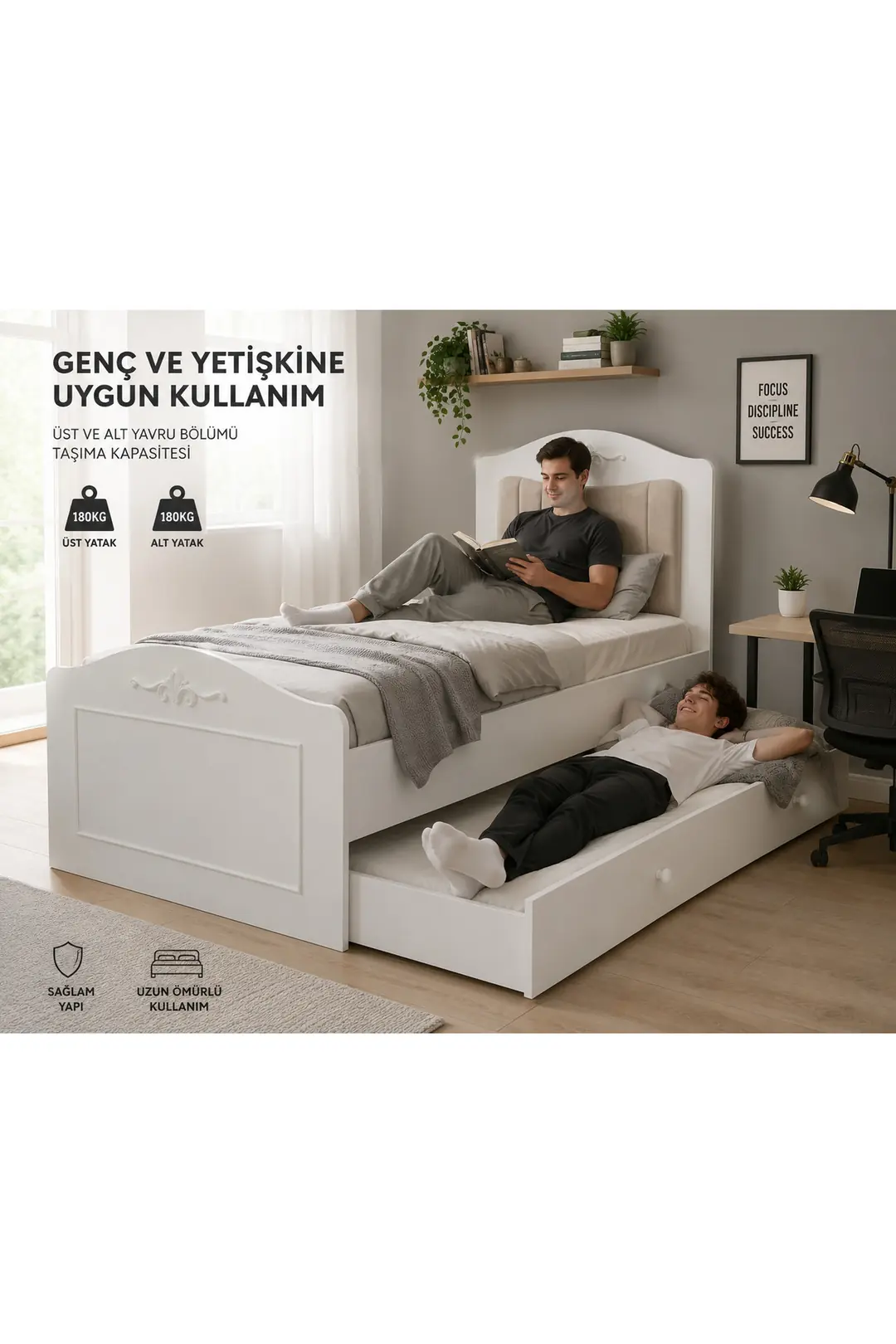 ROMANTİC YAVRU YATAKLI KARYOLA EBAT:100X200(%100MDF) 3