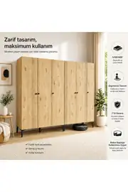 FREE 6 KAPAKLI,12 RAFLI 2 ASKILI AYRI MODÜL KULLANIMINA UYGUN DOLAP/GARDIROP (%100MDF) 1
