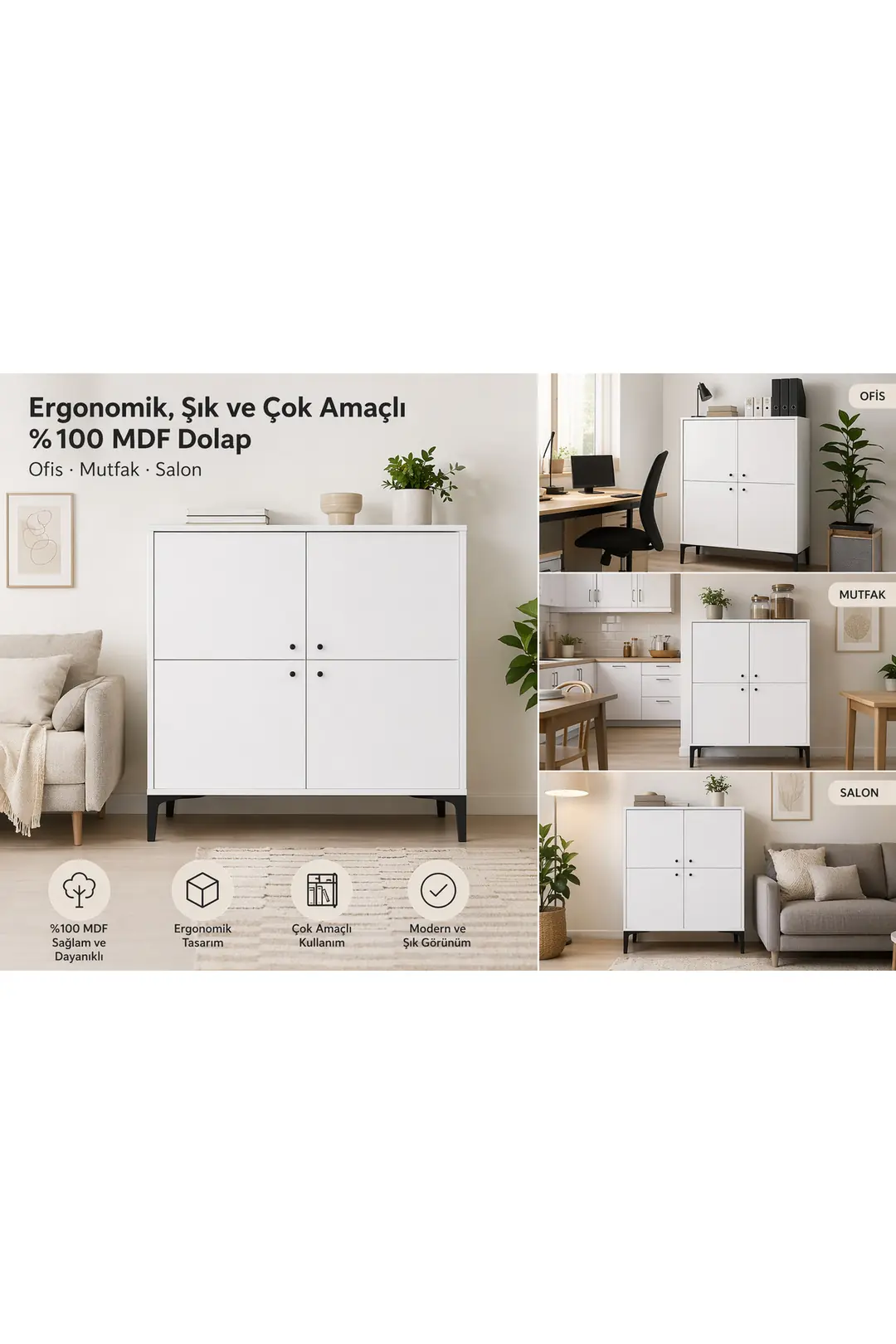 Focus White Çok Amaçlı Dolap/ayakkabılık (%100MDF)
