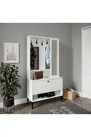 VALENTİN WOOD TARZ RAFLI,AYNALI PORTMANTO/AYAKKABILIK/VESTİYER(%100MDF) 2