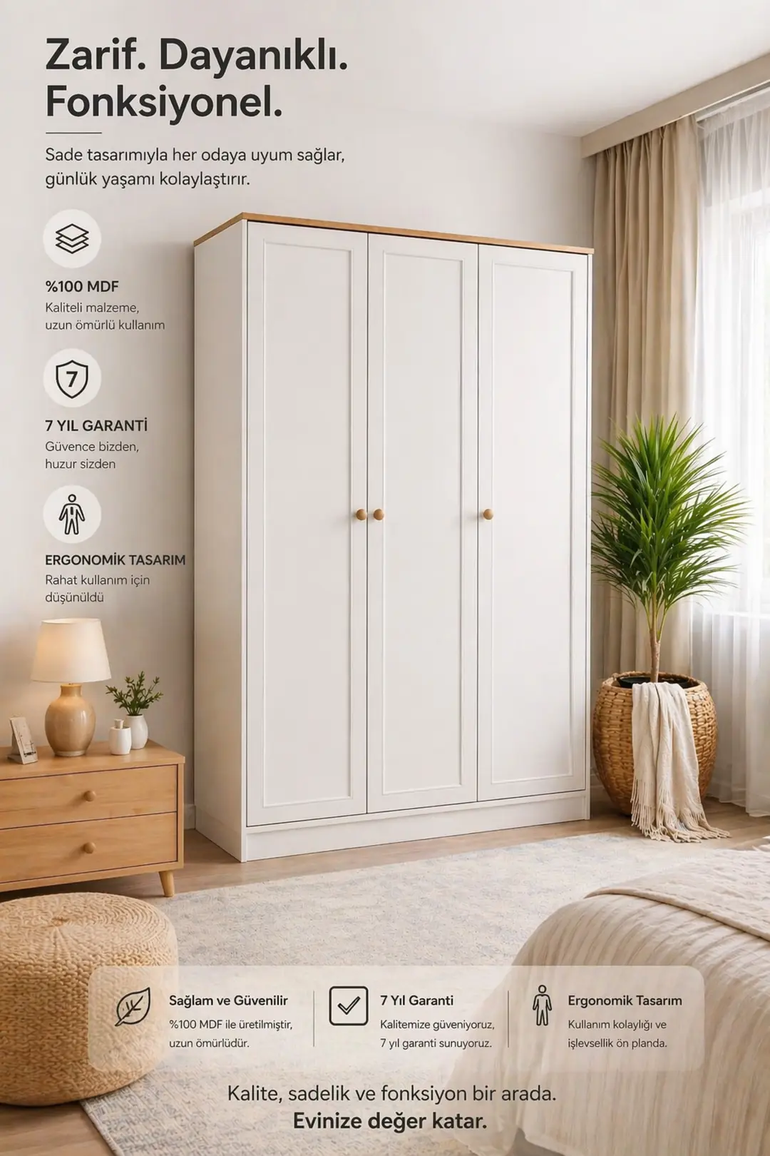 Smart 3 Kapılı Dolap(%100MDF) 3