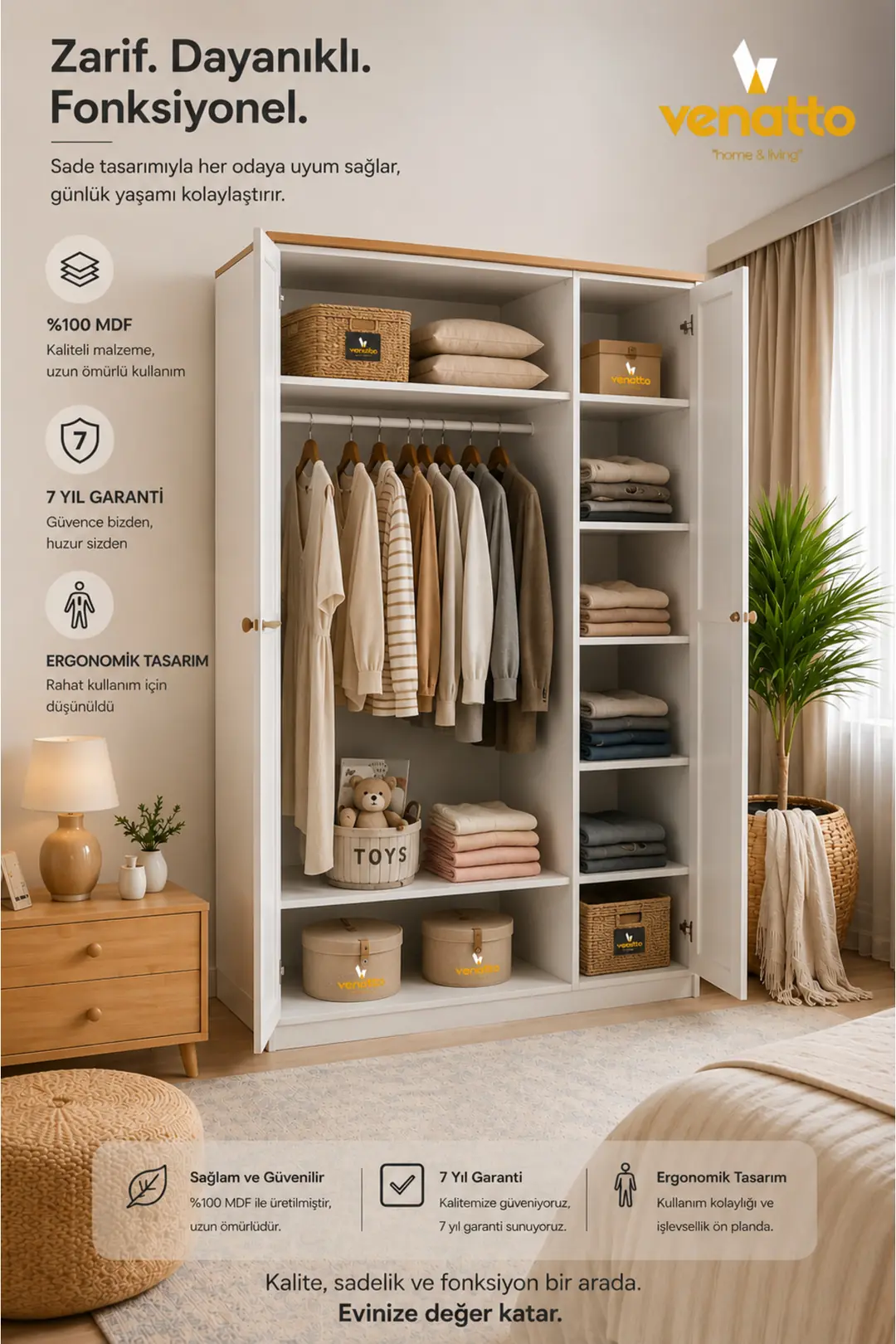 smart 3 kapılı aynalı genç odası takımı (%100mdf) 3