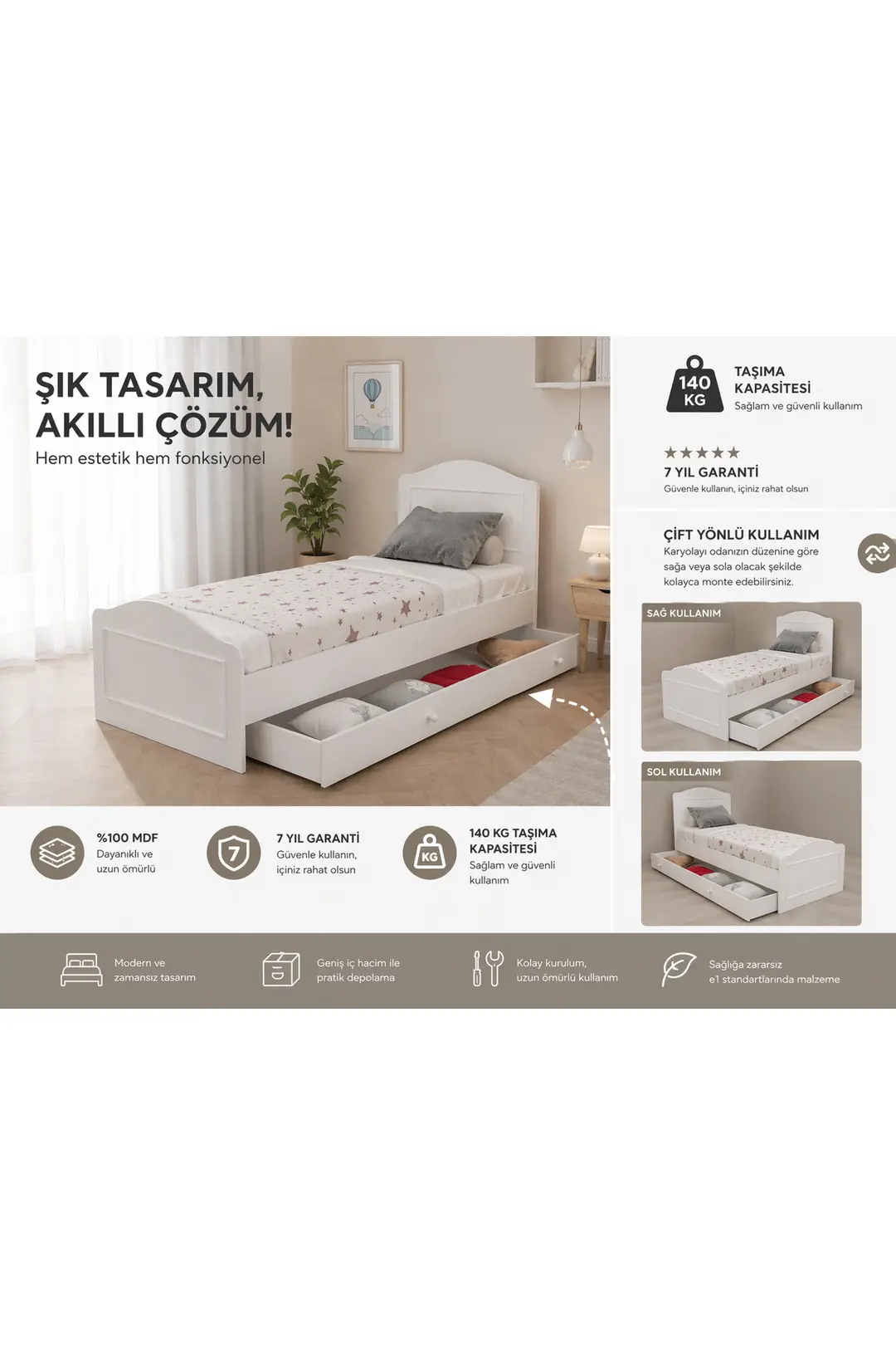 Montes Yavrulu Karyola (100X200) (%100MDF)