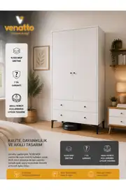 Focus 2 Kapılı Dolap/gardırop Beyaz (%100MDF) 2