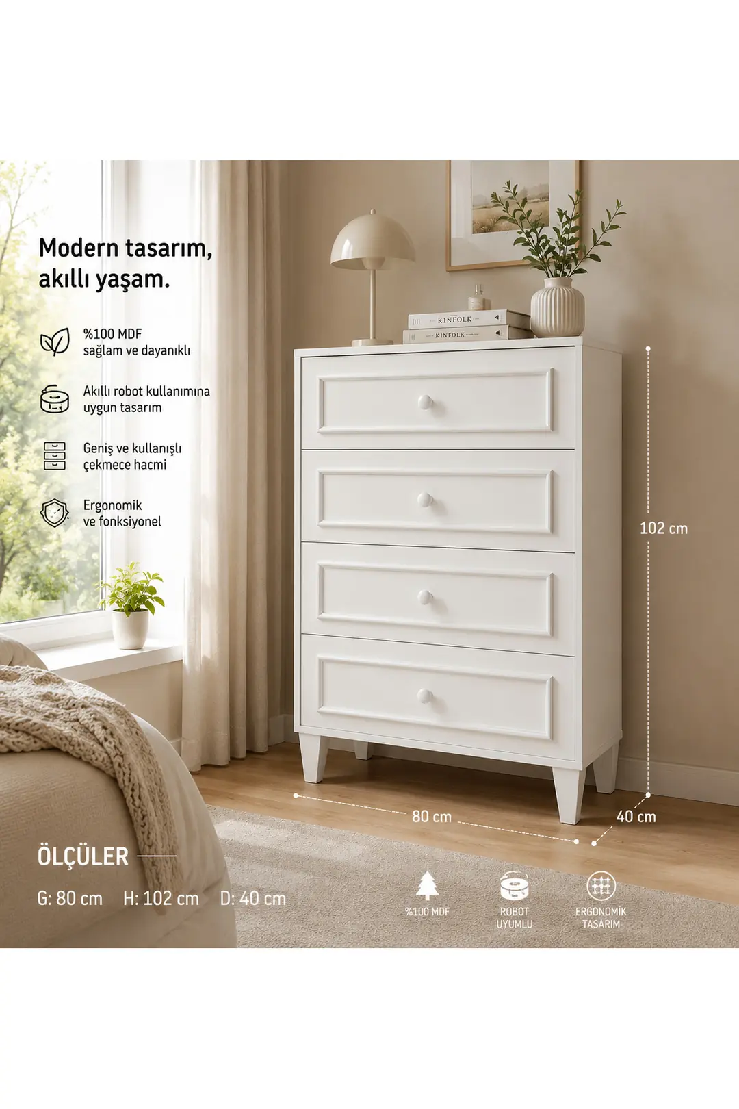 madrid 4 çekmeceli şifonyer (%100mdf) 1