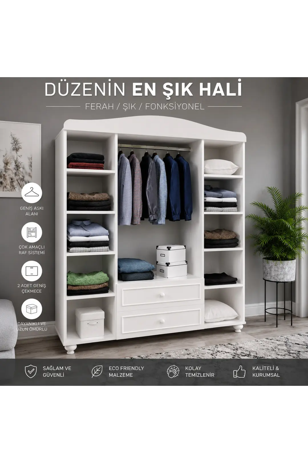Sandy 4 Kapılı Dolap/gardırop (%100MDF) 3
