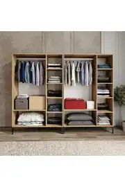 FREE 6 KAPAKLI,12 RAFLI 2 ASKILI AYRI MODÜL KULLANIMINA UYGUN DOLAP/GARDIROP (%100MDF) 4