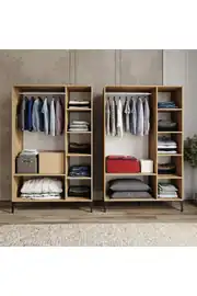 FREE 6 KAPAKLI,12 RAFLI 2 ASKILI AYRI MODÜL KULLANIMINA UYGUN DOLAP/GARDIROP (%100MDF) 5