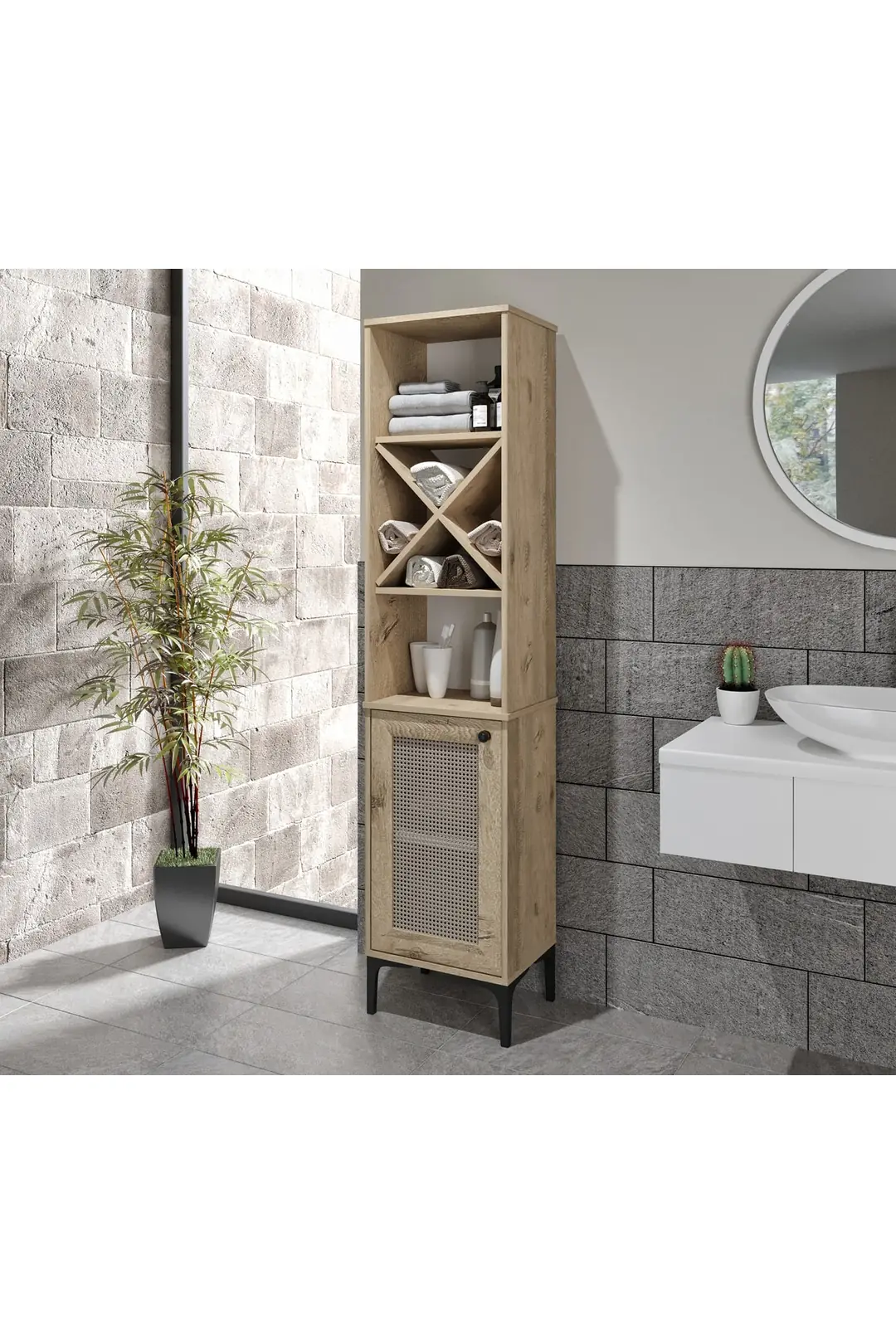 London Hasırlı Banyo Dolabı(%100mdf)