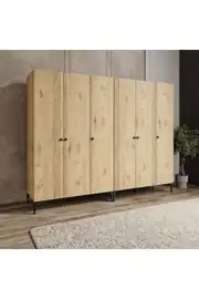 FREE 6 KAPAKLI,12 RAFLI 2 ASKILI AYRI MODÜL KULLANIMINA UYGUN DOLAP/GARDIROP (%100MDF) 2