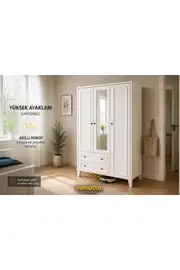 MADRİD 3 KAPILI,2 ÇEKMECELİ,AYNALI DOLAP/GARDIROP (%100MDF) 3