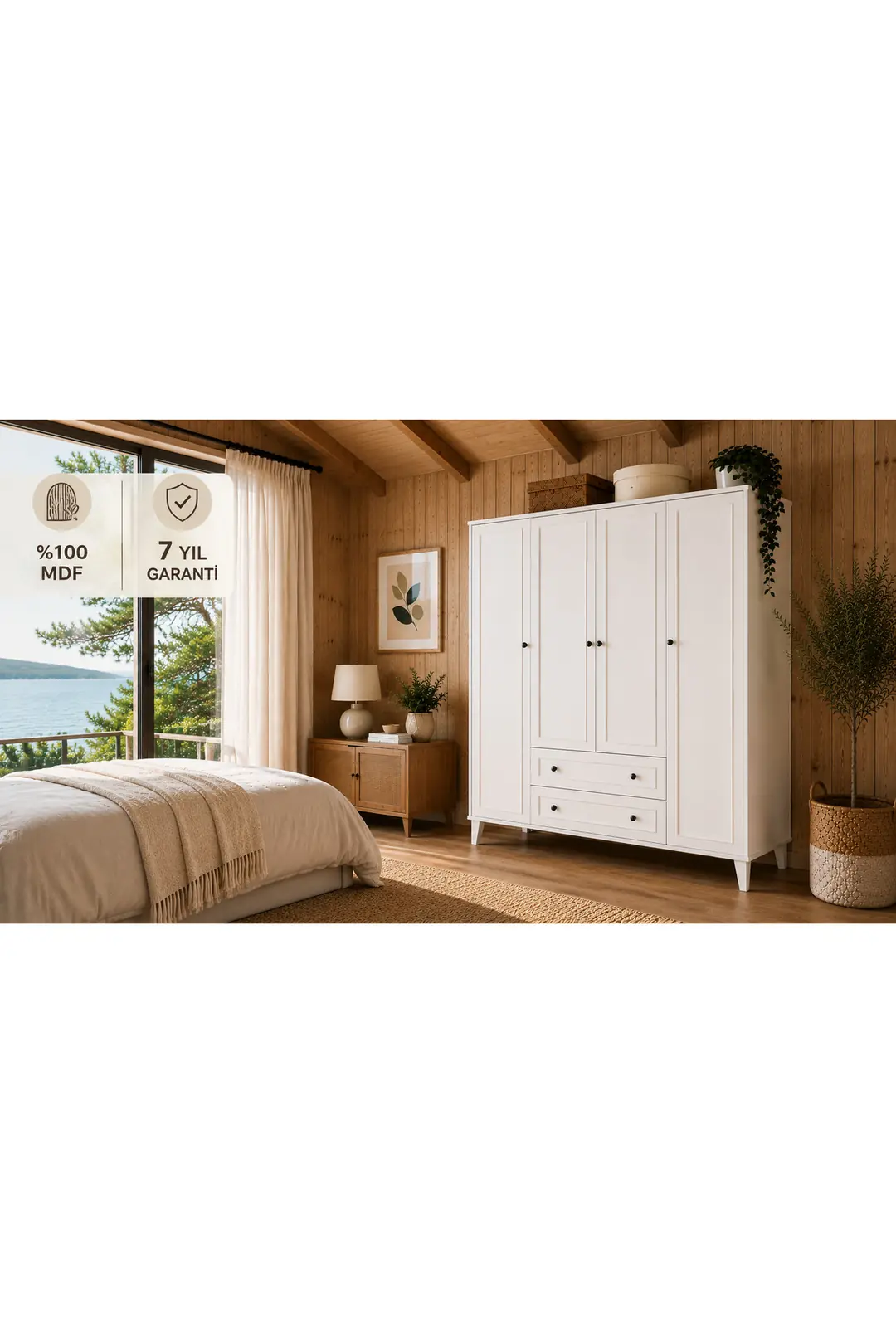 madrid 4 kapaklı ,10 raflı,2 çekmeceli avangart dolap/gardırop (%100mdf) 1