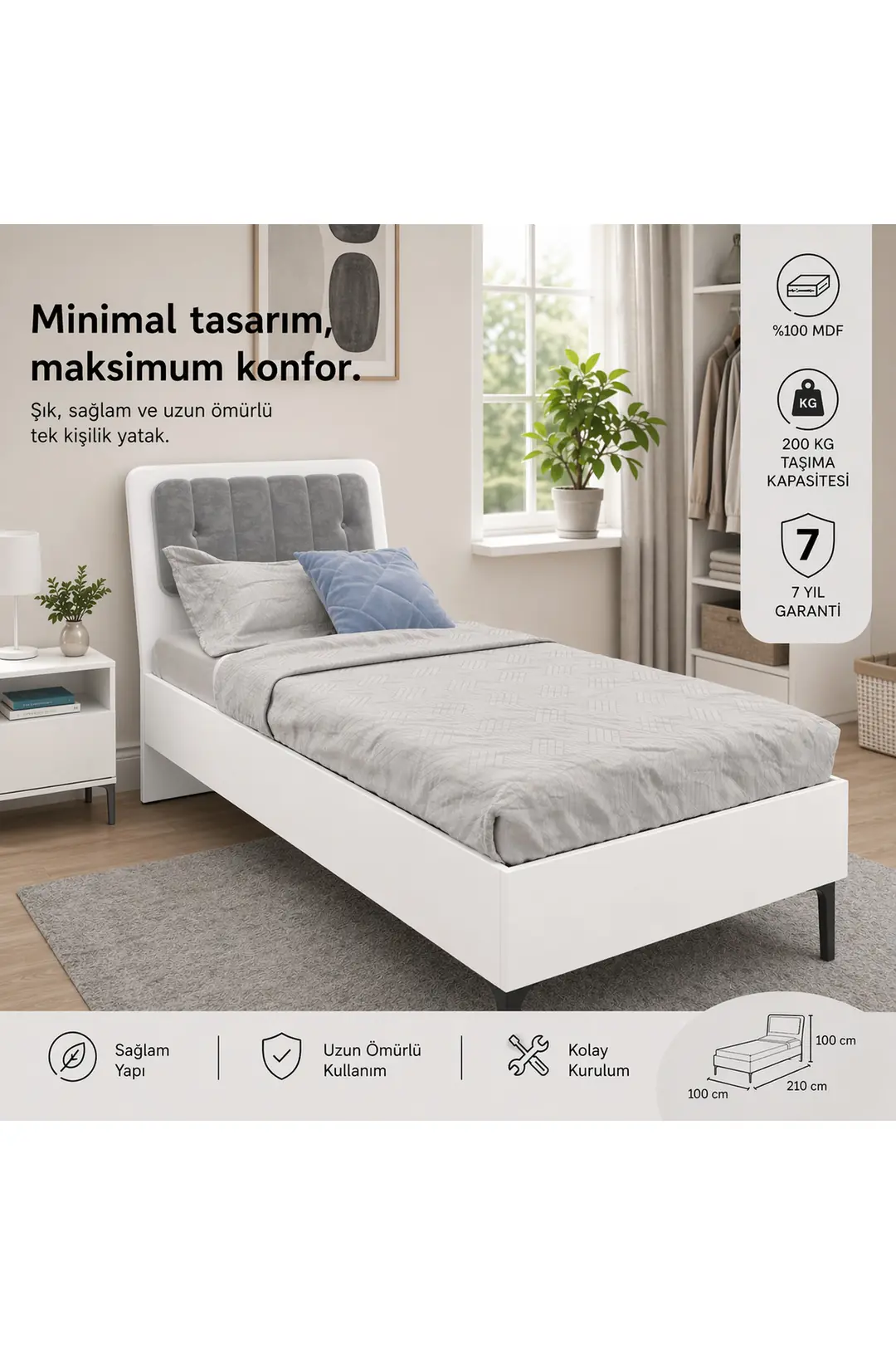 lucca white genç odası (%100mdf) 4