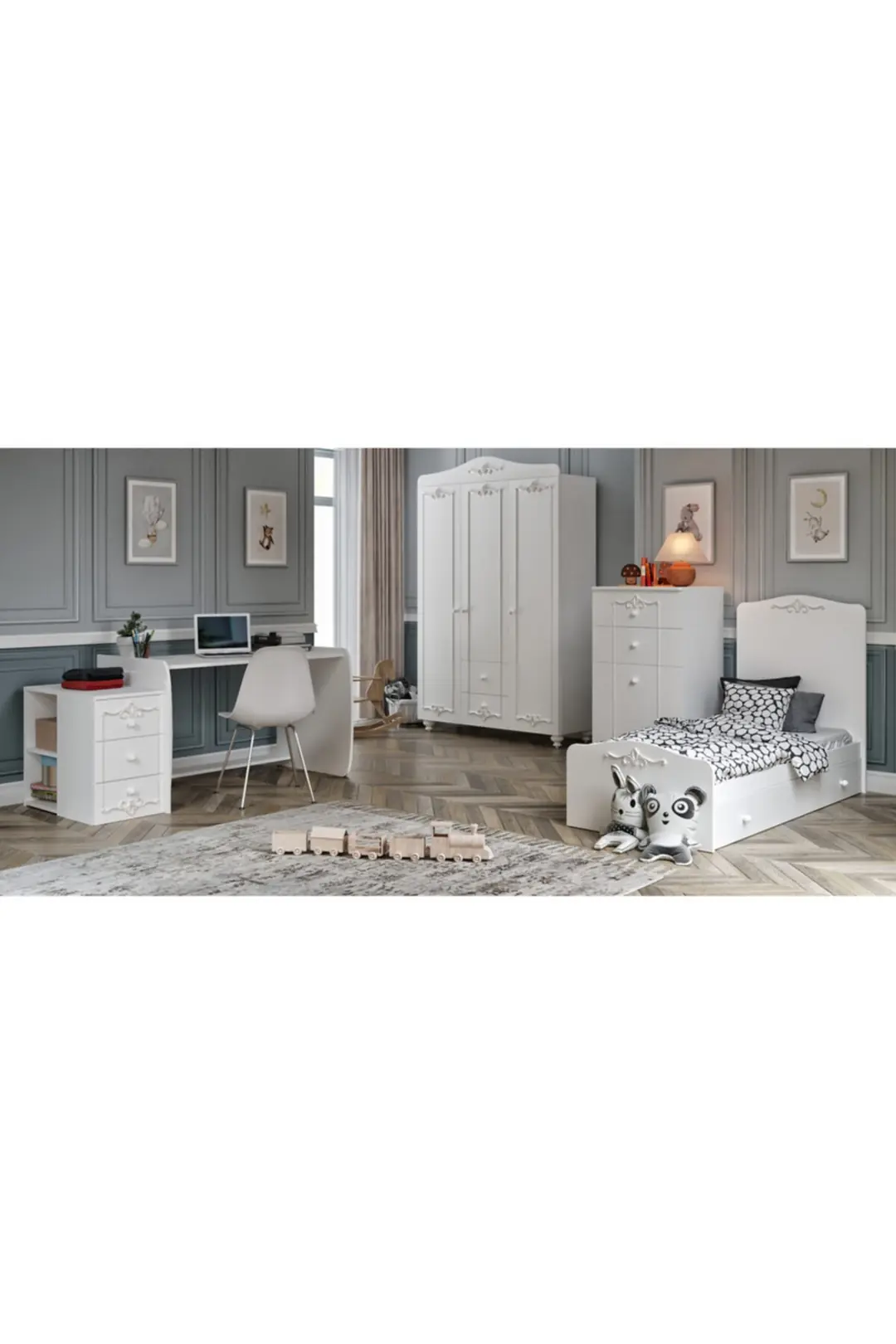 Beyaz Romantic Büyüyen Bebek Odası Tk(%100mdf) 4
