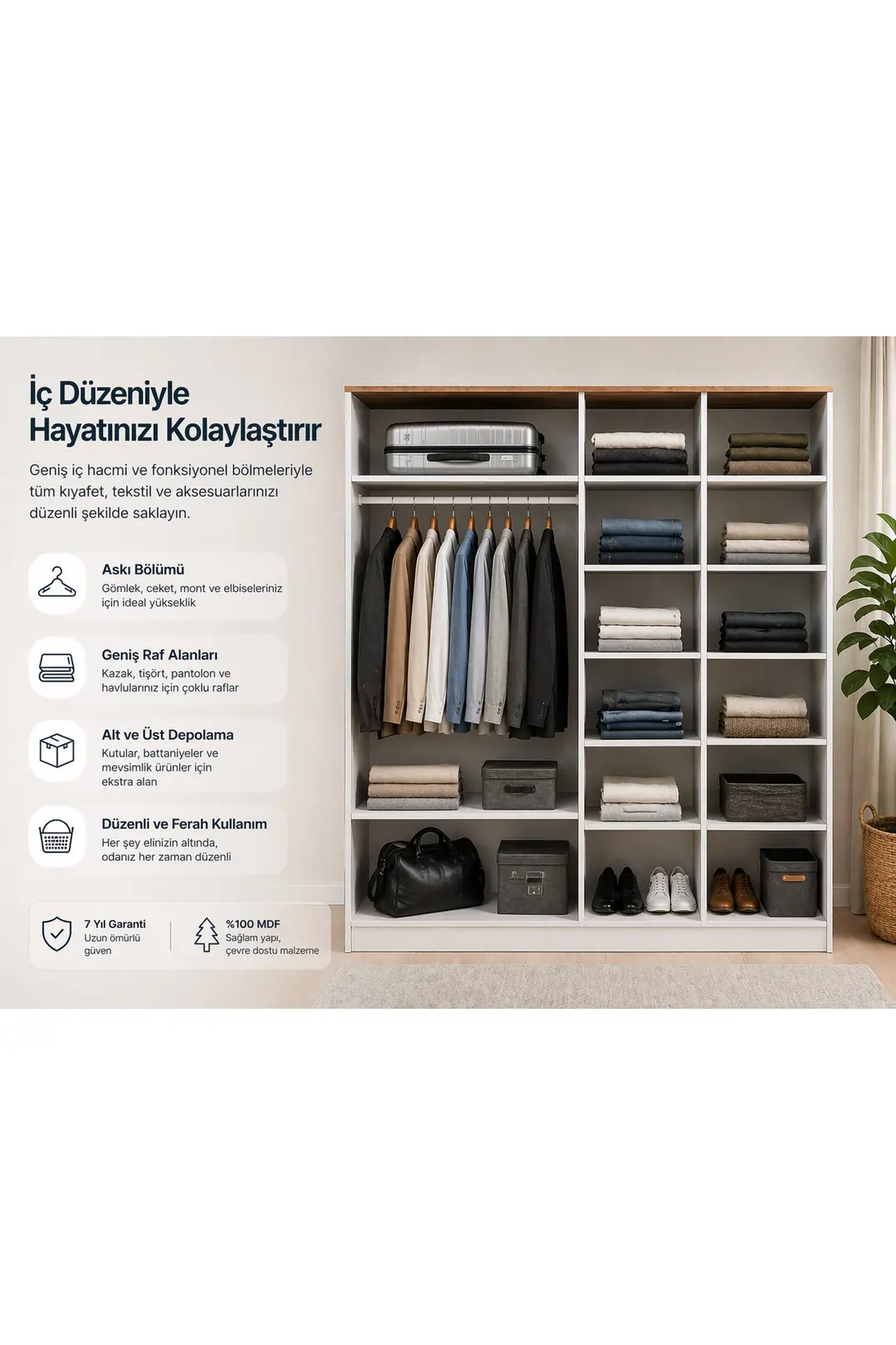 Smart 4 Kapılı Aynalı Gardrop/ Dolap(%100MDF) 4