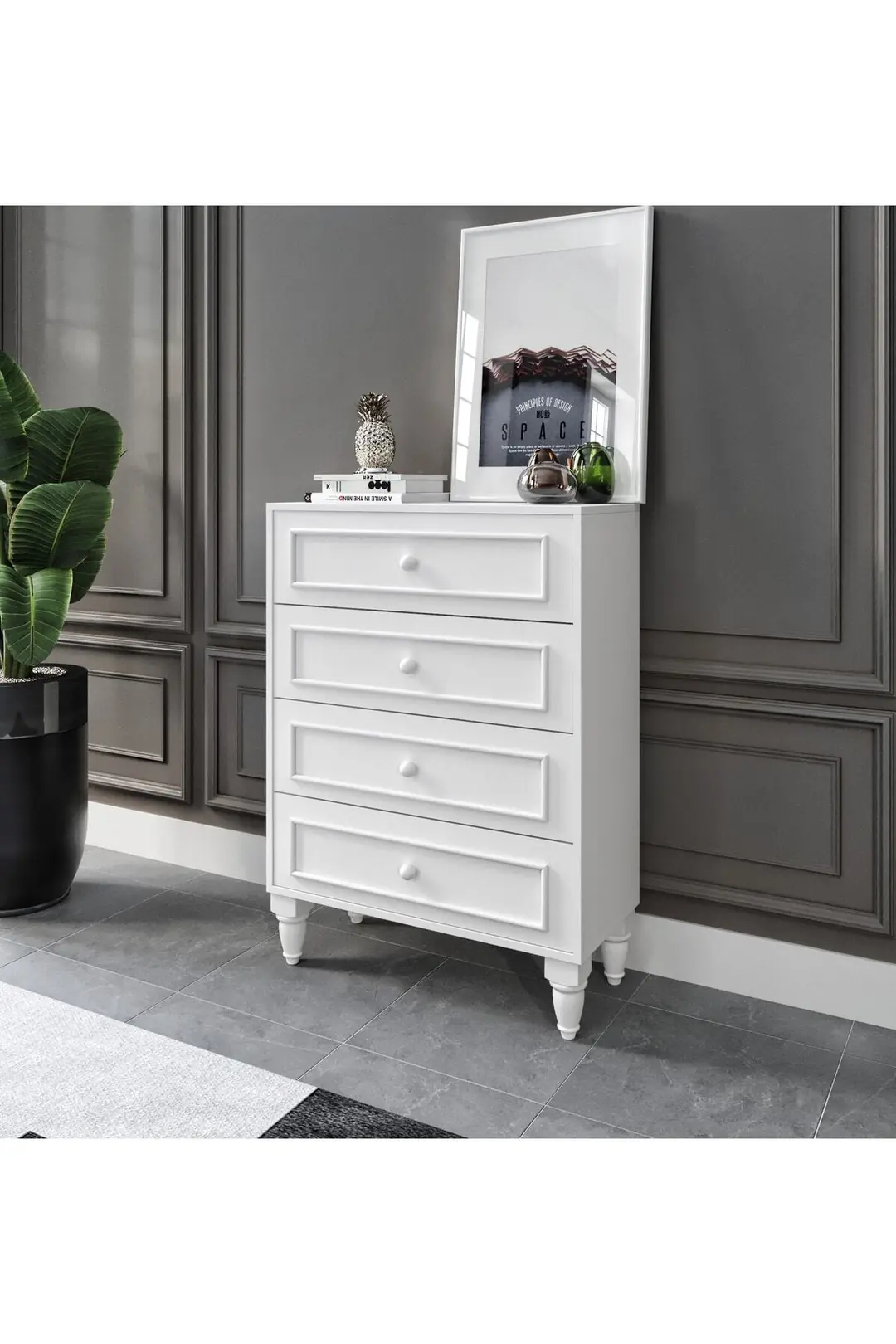 Romantic 4 Çek,avangart,beyaz Şifonyer(%100MDF) 5