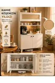 Truva hasırlı kahve köşesi,erzak dolabı,kiler dolabı çok amaçlı mutfak dolabı(%100mdf) 1