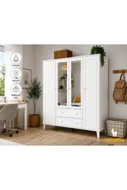 madrid 4 kapaklı,aynalı,10 raflı,2 çekmeceli dolap/gardırop (%100mdf) 1