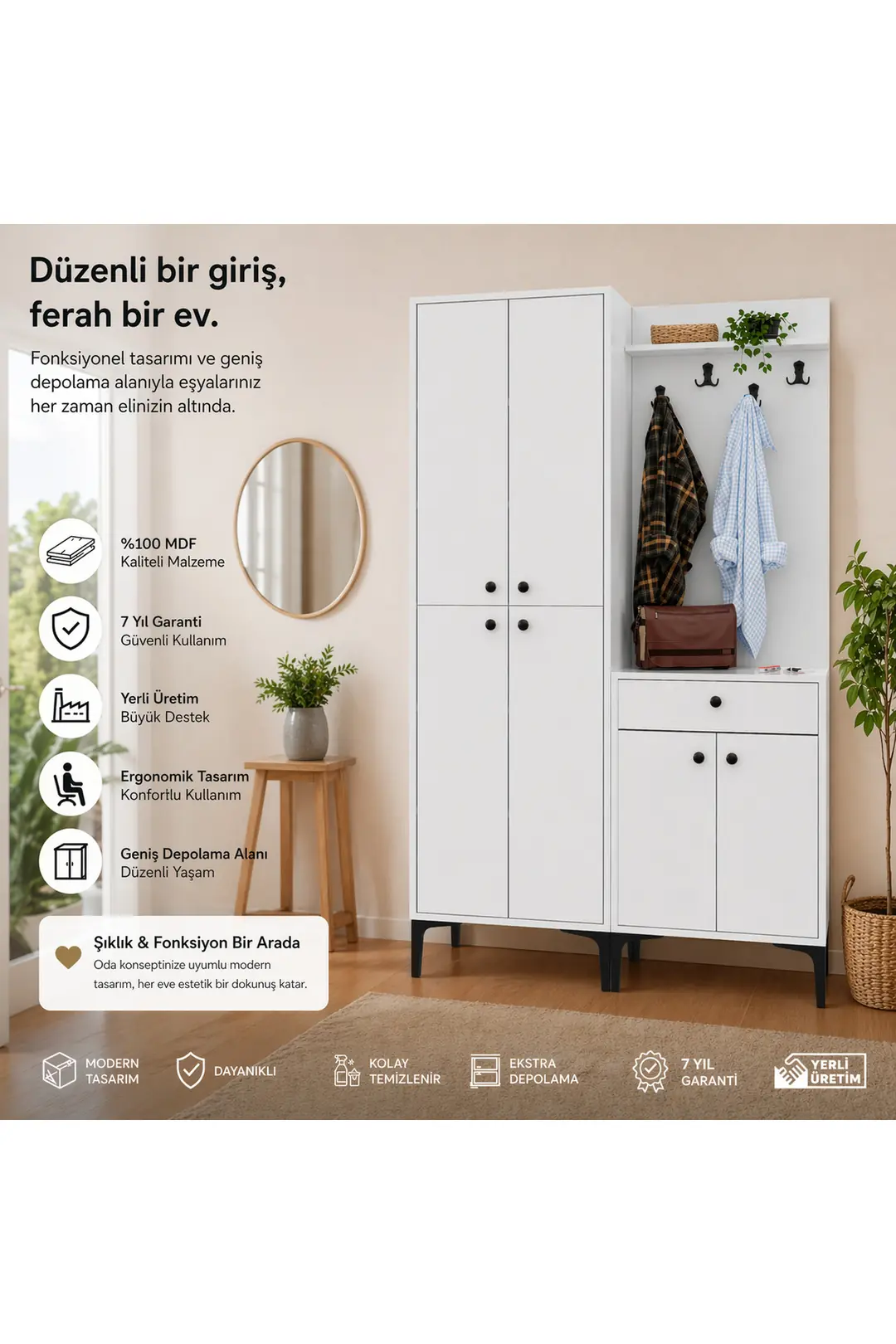 Paris Portmanto/vestiyer /ayakkabılık R:beyaz (%100MDF)