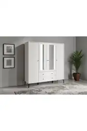 Focus 4 Kapılı, 2 Çekmeceli Aynalı Dolap (BEYAZ) (%100MDF) 5