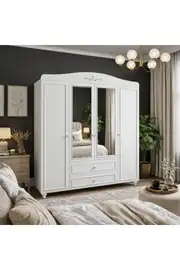 Romantic 4 Kapılı, 2 Çekmeceli Aynalı Dolap/gardırop(%100MDF) 1
