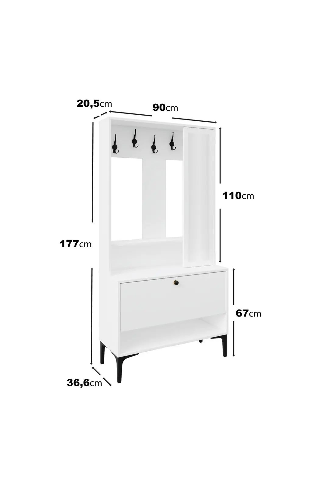 VALENTİN WOOD TARZ RAFLI,AYNALI PORTMANTO/AYAKKABILIK/VESTİYER(%100MDF) 4