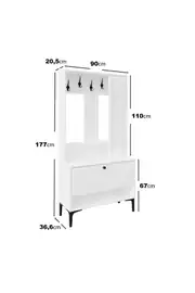 VALENTİN WOOD TARZ RAFLI,AYNALI PORTMANTO/AYAKKABILIK/VESTİYER(%100MDF) 4