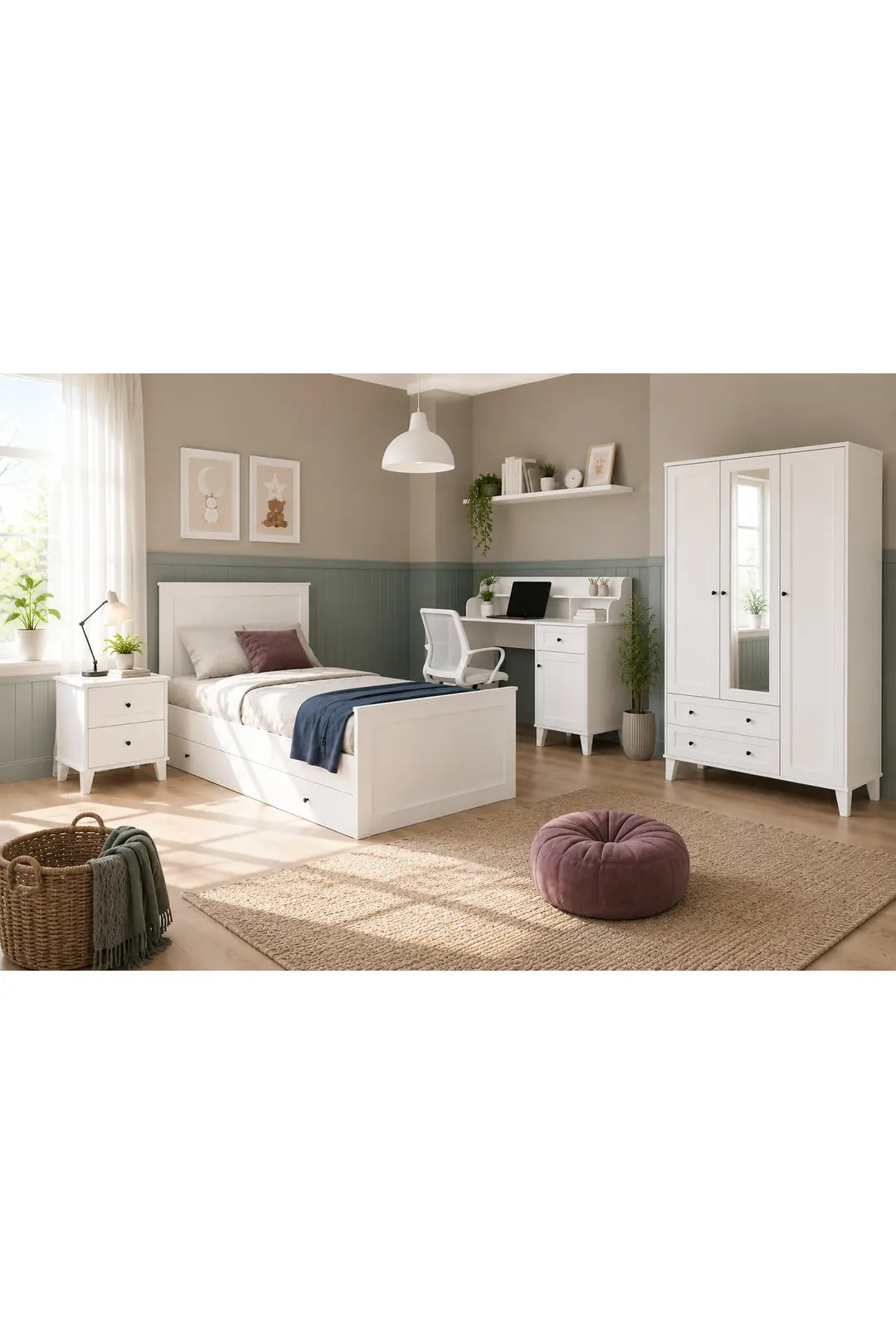 MADRİD 3 KAPILI,2 ÇEKMECELİ,AYNALI DOLAP/GARDIROP (%100MDF) 6