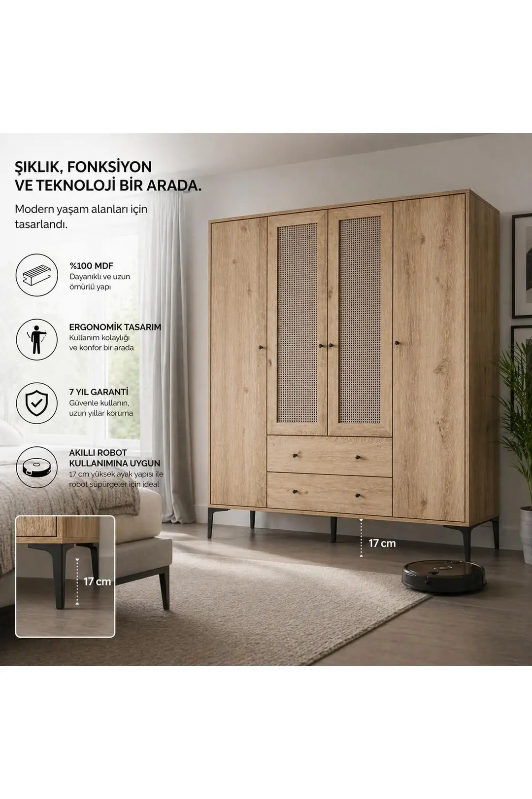 Trio 4 Kapılı Dolap (%100MDF) 3