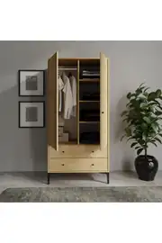 focus 2 kapaklı,sık raflı,askı bölümlü,2 çekmeceli dolap/gardırop(%100mdf) 5