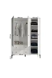 Focus 3 Kapılı Dolap/gardırop Beyaz (%100MDF) 4