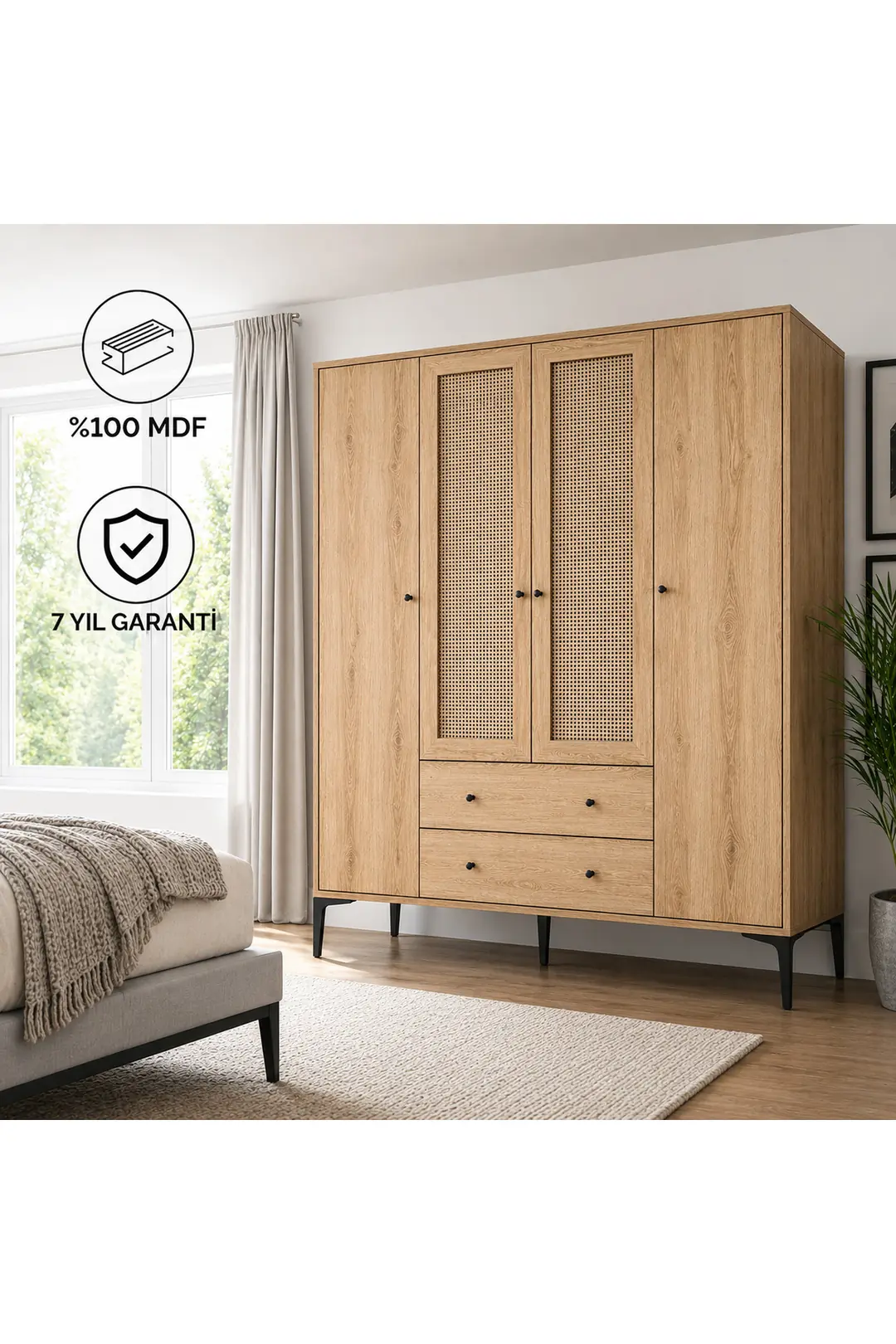 Trio 4 Kapılı Dolap (%100MDF)