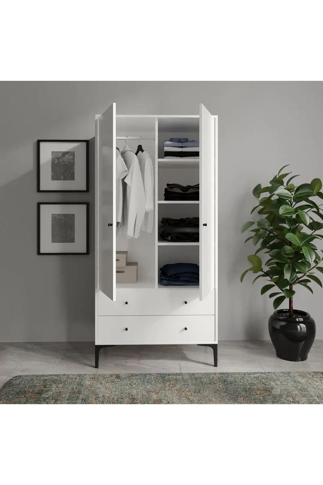 Focus 2 Kapılı Dolap/gardırop Beyaz (%100MDF) 5