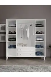 madrid 4 kapaklı,aynalı,10 raflı,2 çekmeceli dolap/gardırop (%100mdf) 4