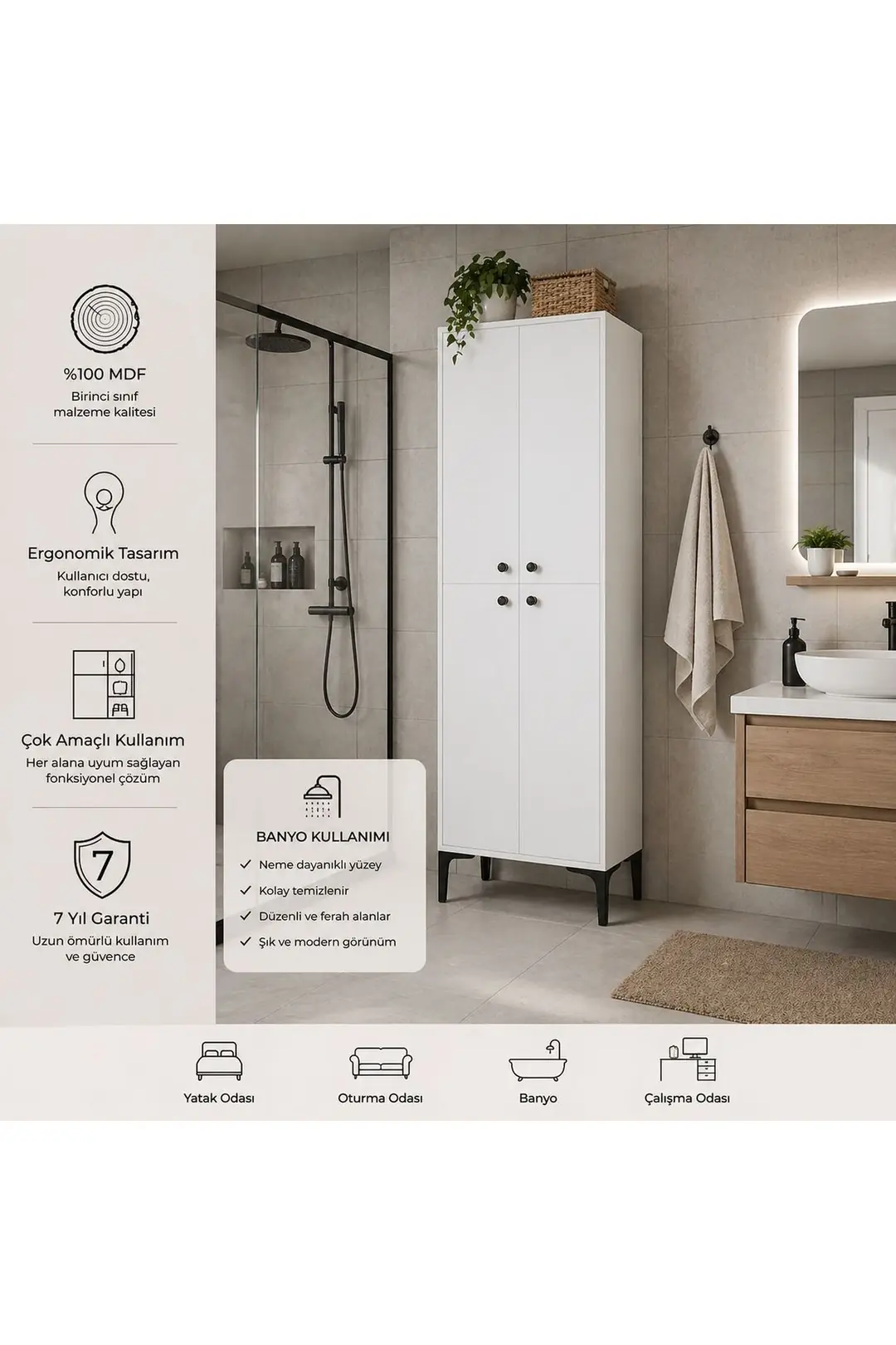 Paris Ayakkabılık,kiler,mutfak Erzak Çok Amaçlı Dolap(%100MDF) 3