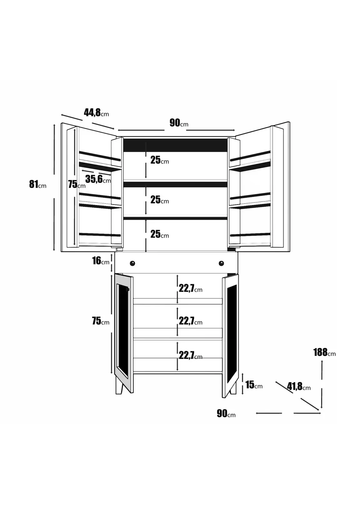 Leo Erzak Dolabı,Kiler Dolabı,kahve köşe dolabı ,ekmek,mutfak çok amaçlı dolap (%100mdf) 7